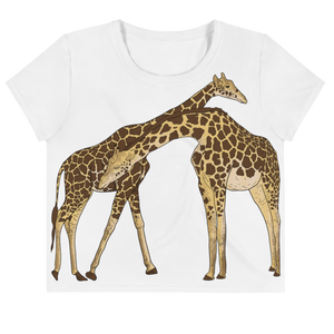 Giraffe 2 Women's Crop Tee (White)