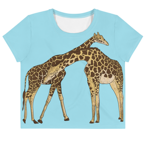 Giraffe 2 Women's Crop Tee (Blue)