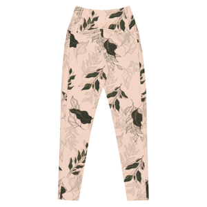 Flora Crossover Leggings With Pockets (Pink Cream)