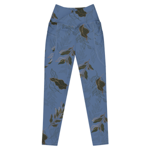 Flora Crossover Leggings With Pockets (Blue)