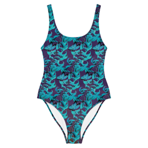 Jade One-Piece Swimsuit (Stained Glass-Purple Glow)