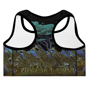 Safari Nights Padded Sports Bra (Black Background)