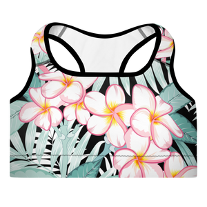 Plumeria (Large Print) Padded Sports Bra