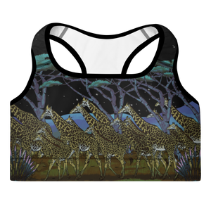 Safari Nights Padded Sports Bra (Black Background)