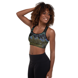 Safari Nights Padded Sports Bra (Black Background)