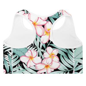 Plumeria (Large Print) Padded Sports Bra