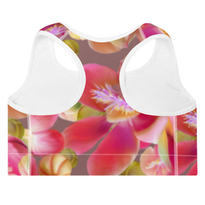 Cannonball Flower Padded Sports Bra (Light Wood)