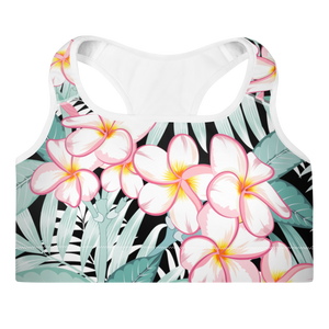 Plumeria (Large Print) Padded Sports Bra