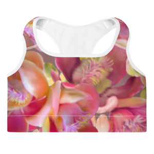 Cannonball Flower Padded Sports Bra (Light Wood)