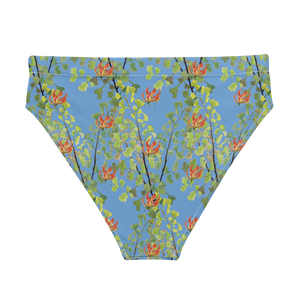 Ferntastic (Blue) Recycled High-waisted Bikini Bottom