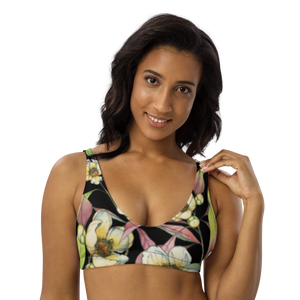 Franklin Flower Recycled Padded Bikini Top (Black)