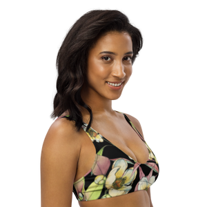 Franklin Flower Recycled Padded Bikini Top (Black)