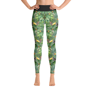 Toucan Yoga Leggings (Black Waistband)