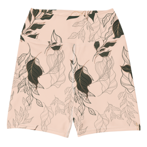 Flora Yoga Shorts (Pink Cream w/White Stitching)