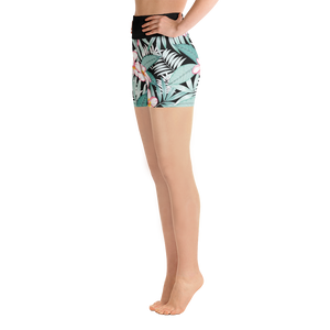 Plumeria (Black Waistband) Yoga Shorts