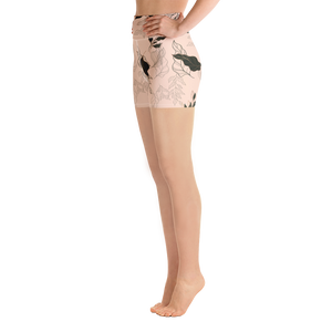 Flora Yoga Shorts (Pink Cream w/White Stitching)