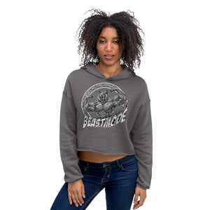 Beastmode (White) Women's Cropped Hoodie