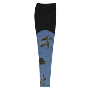 Flora Compression Sports Leggings (Blue)